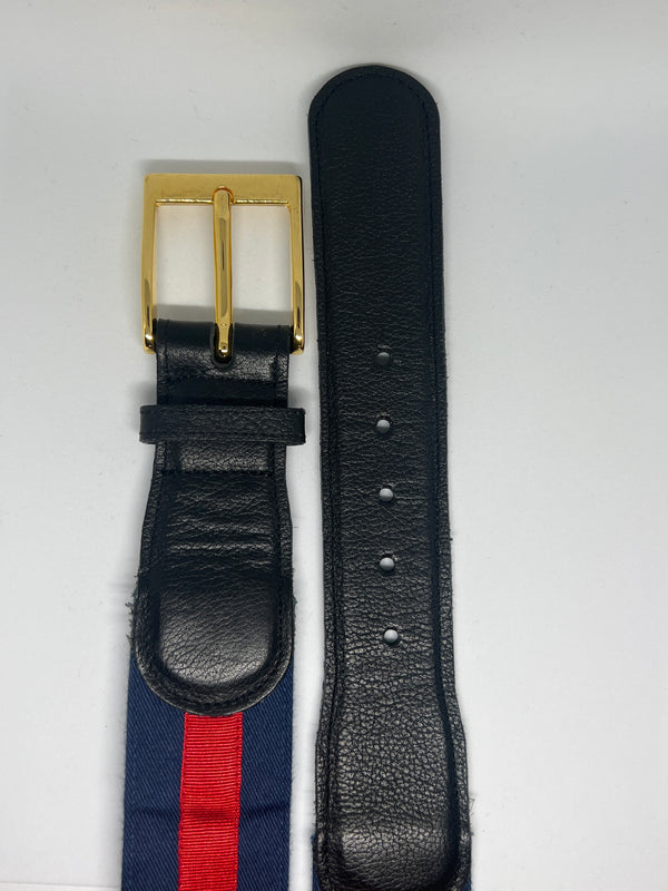 SALE Ledergürtel Twill - Navy -Rot (40mm breit)