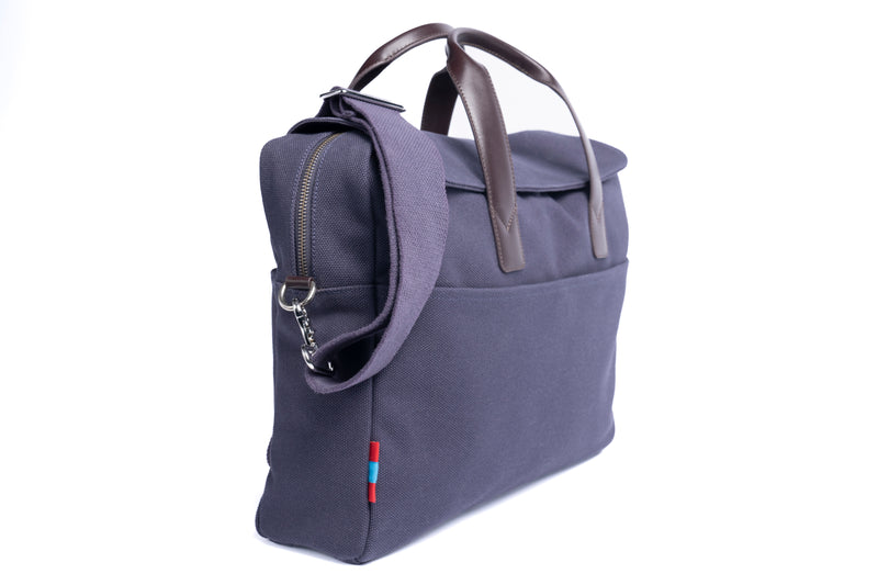 Laptoptasche Canvas - Navy I Taschengurt Grün - Weiss