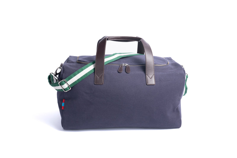 Weekender Canvas - Navy I Taschengurt Grün - Weiß